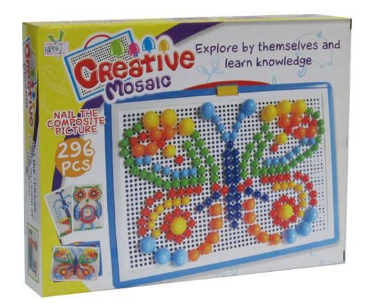 1 Set Children Kids Early Learning Education Toys Creative Puzzle Peg Board with 296 Pegs Buliding Toy