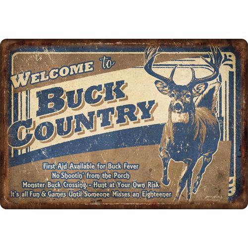 Tin Sign Buck County, Size 12" x 17"
