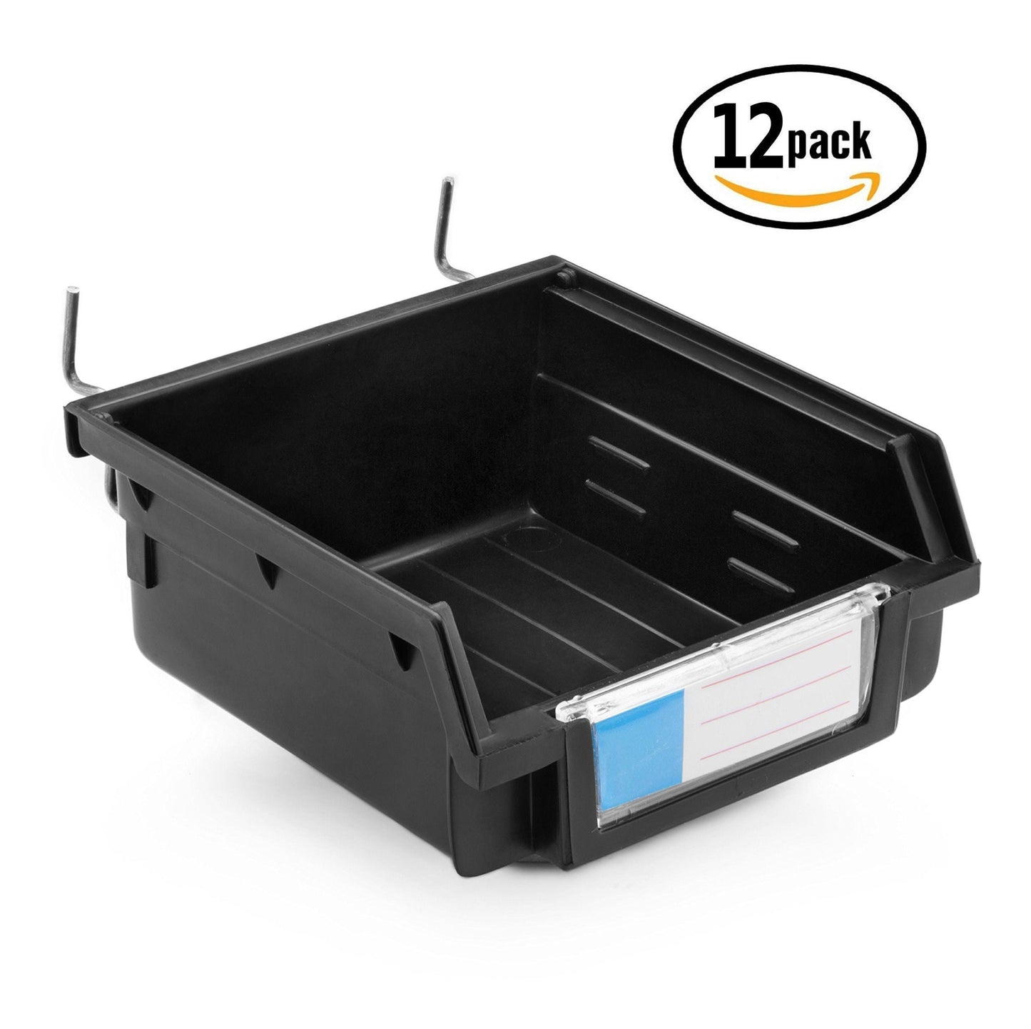 Best seller pegboard bins 12 pack black hooks to any peg board organize hardware accessories attachments workbench garage storage craft room tool shed hobby supplies small parts