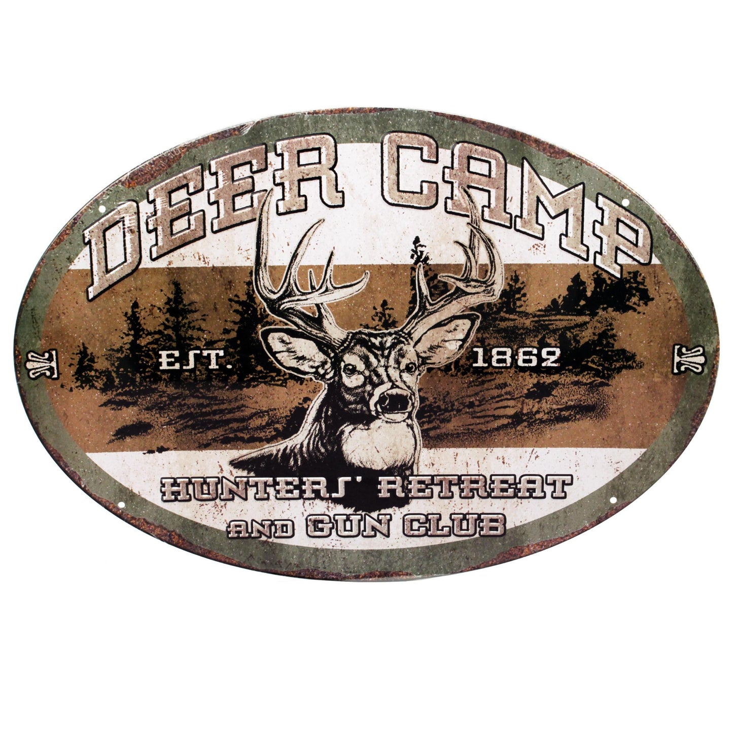 Deer Camp Tin Sign 12"x17"
