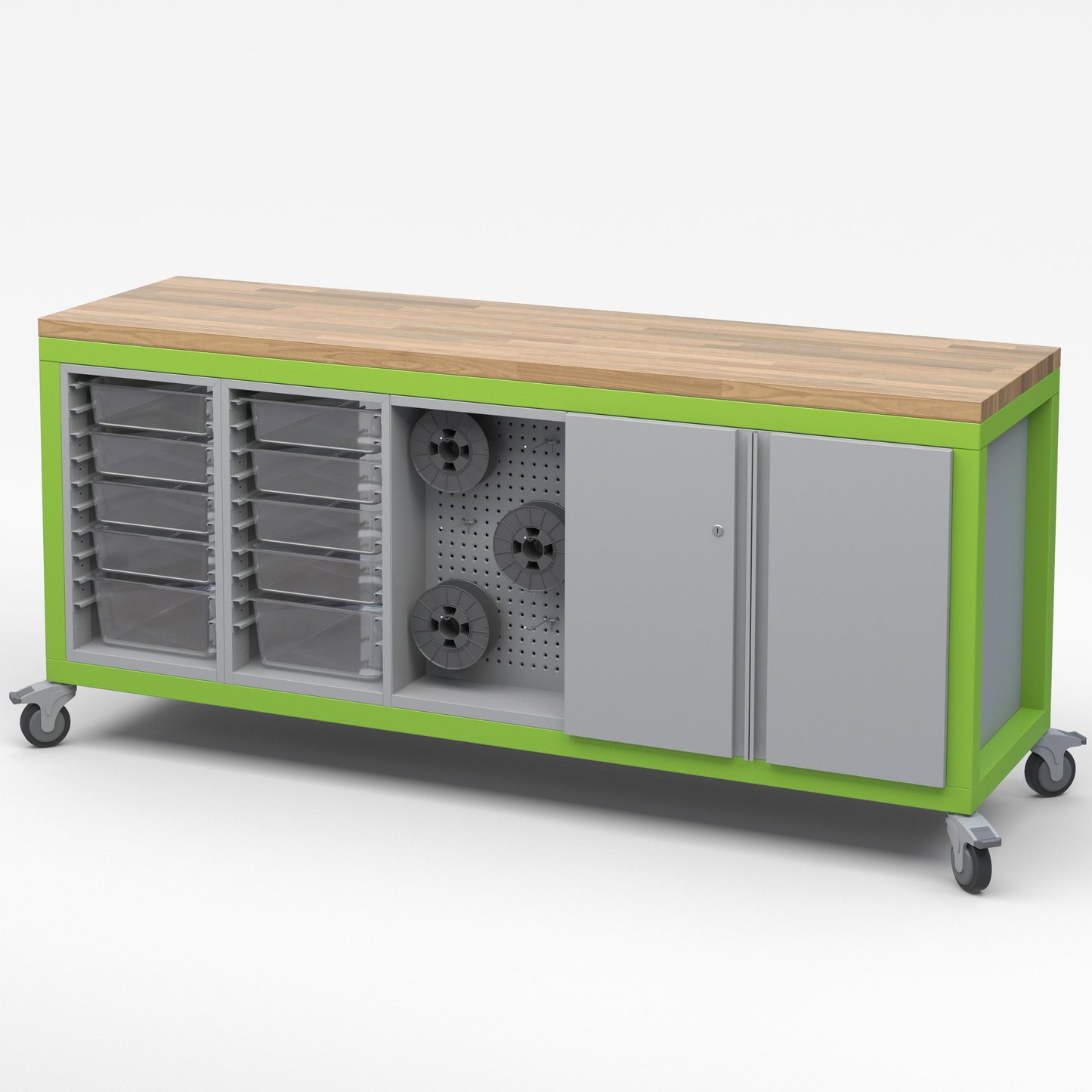 Haskell CARGO03 Explorer Series Mobile Cargo Cart with Bin and Slot Storage and Double Doors