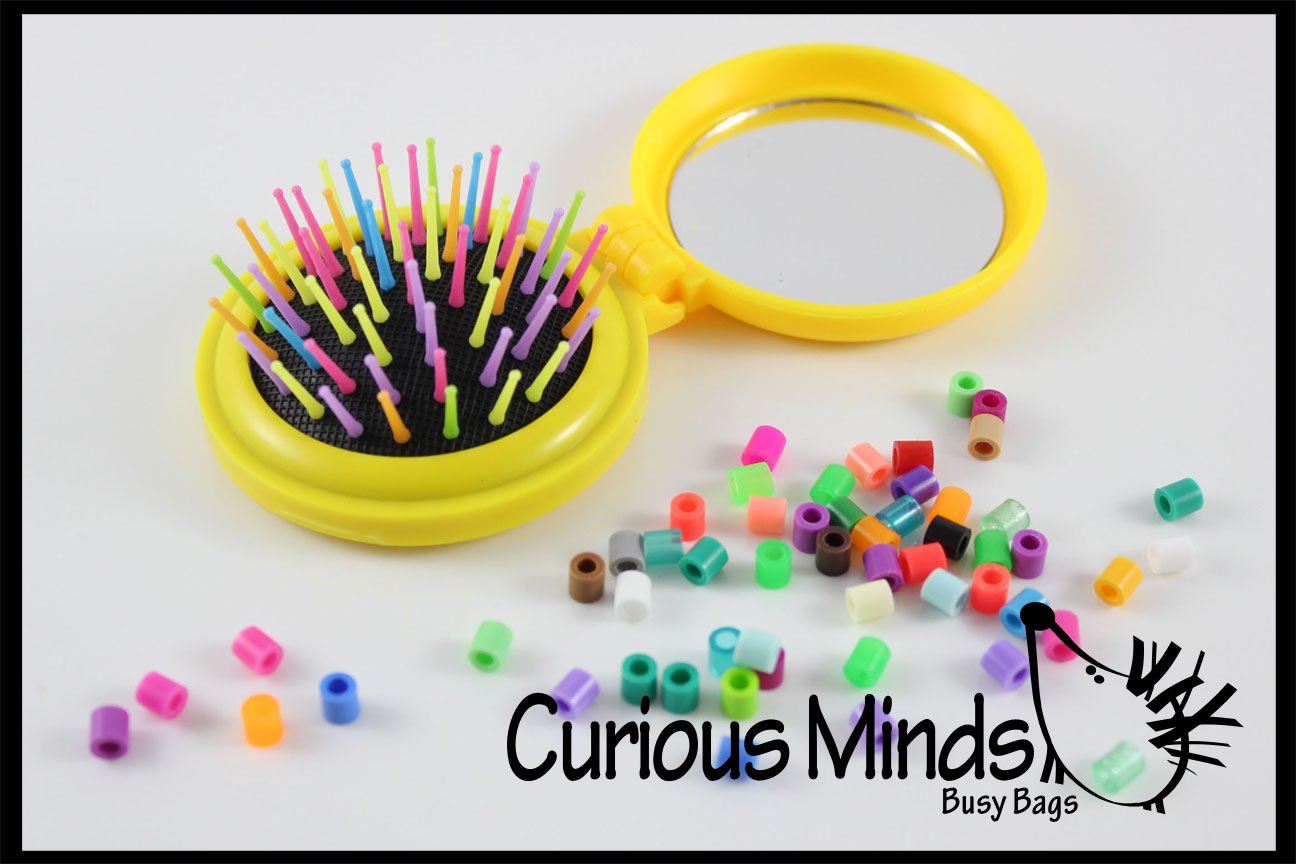 Beads on Brush Pegs - Compact Fine Motor Learning Toy