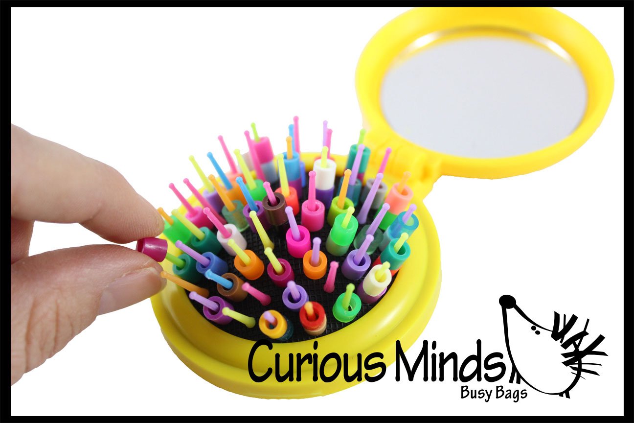 Beads on Brush Pegs - Compact Fine Motor Learning Toy