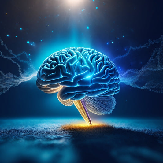 An illustration of a brain surrounded by glowing, swirling neurons and sparks, with a subtle athletic runner's silhouette in the background, conveying dynamic energy and mental clarity.