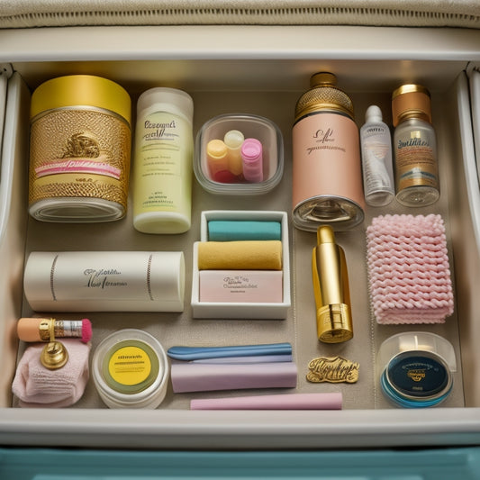 A cluttered bathroom drawer with tangled hair accessories, expired skincare products, and crumpled up packaging, contrasted with a transformed drawer featuring Easyliner, neatly organized and perfectly arranged.