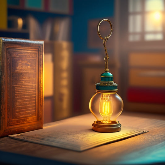 A stylized golden key unlocking a puzzle piece with a lightbulb moment, surrounded by subtle hints of a school setting, such as a faint chalkboard or a bookshelf in the blurred background.