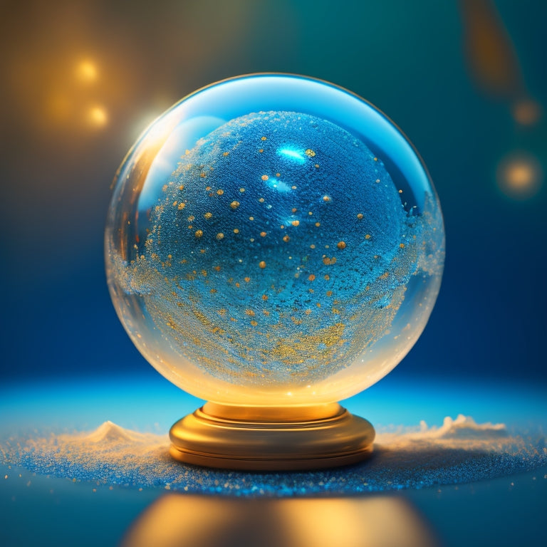 A warm, golden-lit globe with glowing, interconnected threads, surrounded by soap bubbles in shades of blue, symbolizing unity and cleanliness, set against a soft, gradient blue background.