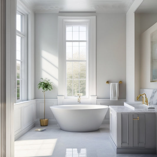 A serene, modern bathroom with a freestanding tub, surrounded by floor-to-ceiling marble walls, a large skylight, and a minimalist sink with a sleek, curved faucet.