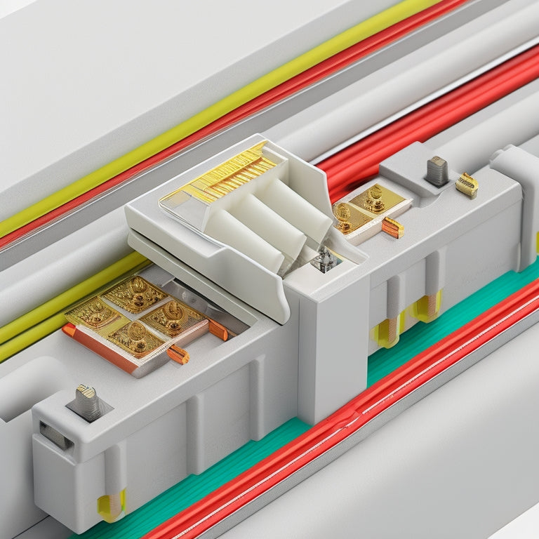 An illustration of a J1772 connector with arrows and colored lines indicating the optimal connection order, set against a clean, white, and minimalist background, with subtle shading and 3D effects.