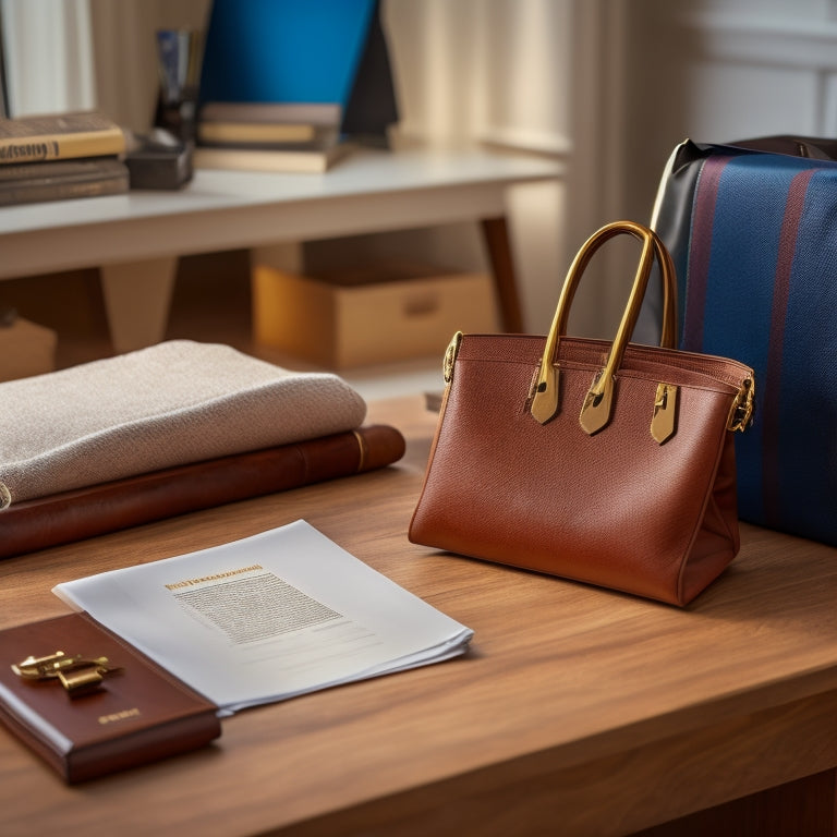 A luxurious, wooden desk with a neatly folded, crisp newspaper, a golden key lying on top, and a subtle, elegant shopping bag with the Flannels logo embossed on it in the background.