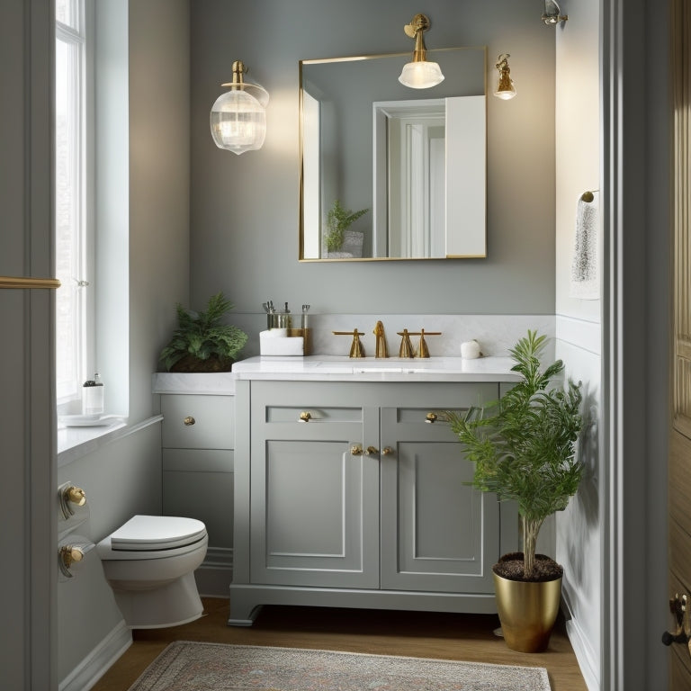 A serene, well-lit small bathroom with three distinct vanity styles: a wall-mounted floating vanity in a modern, minimalist space; a petite, ornate traditional vanity in a cozy nook; and a sleek, corner-mounted vanity in a contemporary setting.