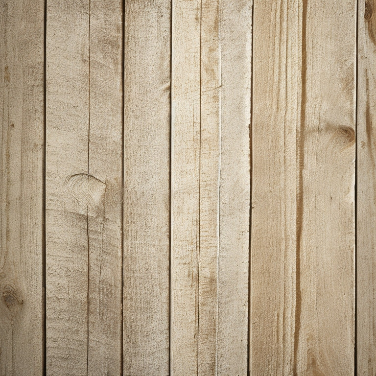 A rustic, worn wooden plank with distressed cracks and scratches, featuring a warm beige and brown color palette, set against a light gray or beige background with subtle texture.