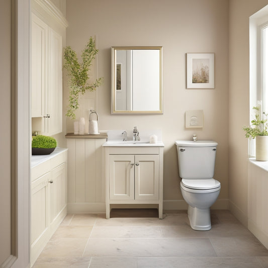 A serene bathroom with cream-colored walls, featuring a slimline cabinet with rounded edges in a polished chrome finish, installed above a sleek, wall-mounted sink and toilet.