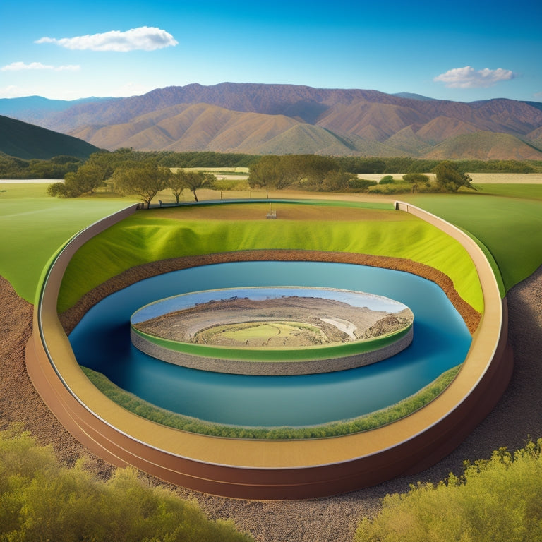 An illustration of a cross-section of the earth, showcasing a hidden underground storage tank surrounded by Monterey County's landscape features, including rolling hills and coastal mountains in the background.