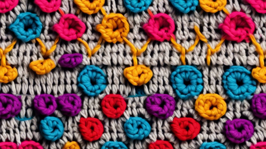 Create an image of an intricate and visually appealing crochet stitch pattern showcasing the latest trends in crochet, evoking a sense of creativity and craftsmanship. The image should feature vibrant colors and unique textures to inspire fellow croc