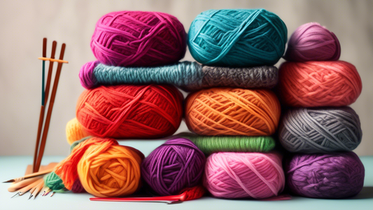 Create an image of a cozy, well-organized knitting workspace with vibrant skeins of yarn, neatly arranged knitting needles, and a stack of printable knitting project templates. The image should exude a sense of creativity, productivity, and inspirati