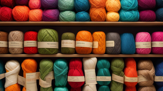 Create an image of a diverse array of sustainable yarn brands displayed in a vibrant and eco-friendly yarn store. Each brand's unique packaging and product should be showcased, highlighting their commitment to environmental responsibility and ethical