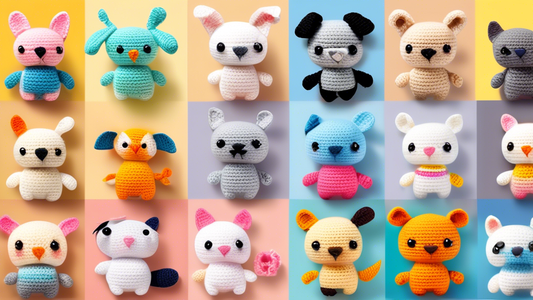 Create an image of a colorful and adorable collection of amigurumi animals, such as cats, dogs, rabbits, and birds, each showcasing a unique pattern and design. The image should highlight the craftsmanship and creativity of crocheters in bringing the