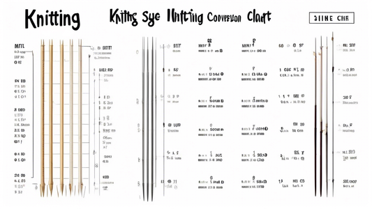 Create an image of a Knitting Needle Size Conversion Chart that is visually appealing and easy to read, featuring a variety of different needle sizes and their corresponding measurements in both metric and imperial units. The chart should be designed