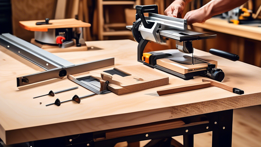 Create an image of three different precision cutting tools commonly used in woodworking: a high-quality table saw, a professional-grade router, and a versatile circular saw. Each tool should be highlighted individually to showcase their unique featur