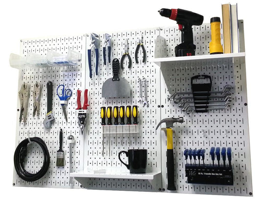 4' Metal Pegboard Standard Tool Organizer Kit with Accessories - White/White