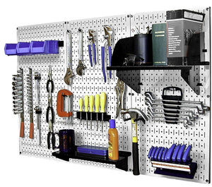 4' Metal Pegboard Standard Tool Organizer Kit with Accessories - White/Black