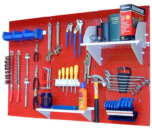 4' Metal Pegboard Standard Tool Organizer Kit with Accessories - Red/White