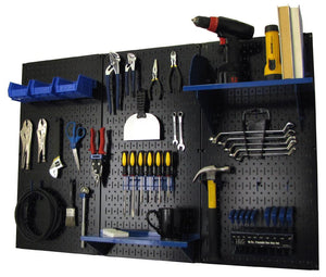 4' Metal Pegboard Standard Tool Organizer Kit with Accessories - Black/Blue