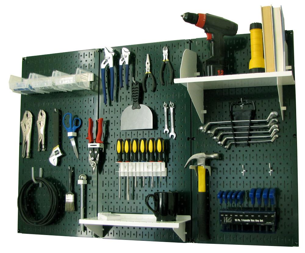 4' Metal Pegboard Standard Tool Organizer Kit with Accessories - Green/White