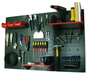 4' Metal Pegboard Standard Tool Organizer Kit with Accessories - Green/Red