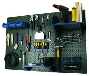 4' Metal Pegboard Standard Tool Organizer Kit with Accessories - Green/Blue