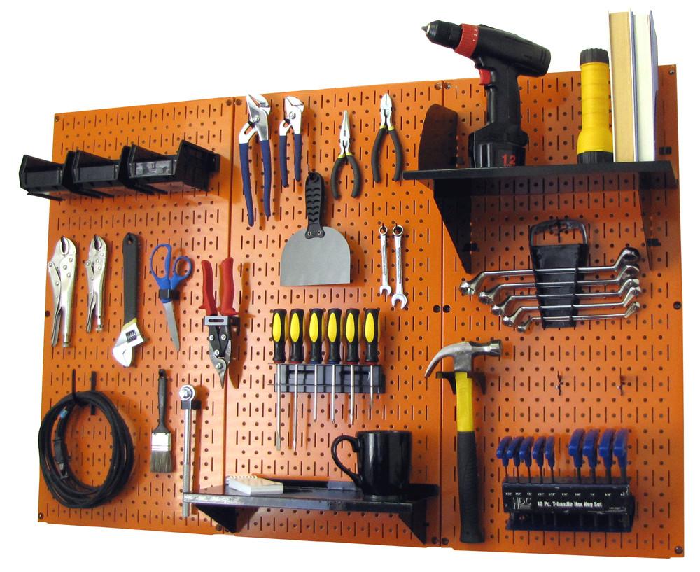 4' Metal Pegboard Standard Tool Organizer Kit with Accessories - Orange/Black