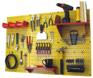 4' Metal Pegboard Standard Tool Organizer Kit with Accessories - Yellow/Red
