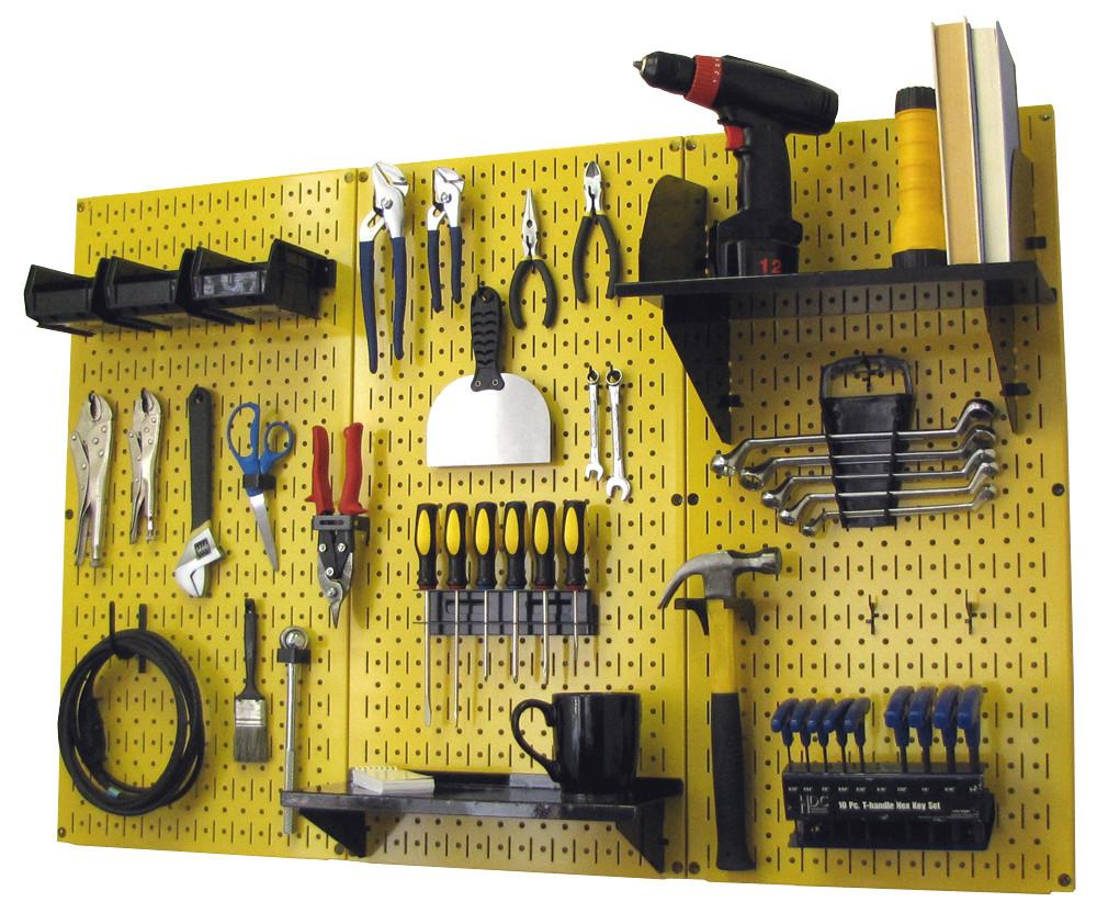 4' Metal Pegboard Standard Tool Organizer Kit with Accessories - Yellow/Black