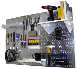 4' Metal Pegboard Standard Tool Organizer Kit with Accessories - Galvanized Metallic/White