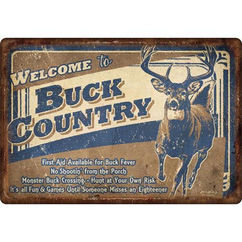 Tin Sign Buck County, Size 12