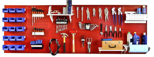 8' Metal Pegboard Master Workbench Tool Organizer Kit with Accessories - Red/White