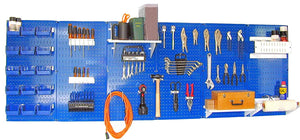 8' Metal Pegboard Master Workbench Tool Organizer Kit with Accessories - Blue/White