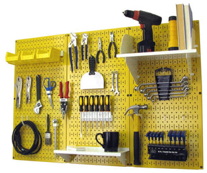 4' Metal Pegboard Standard Tool Organizer Kit with Accessories - Yellow/White