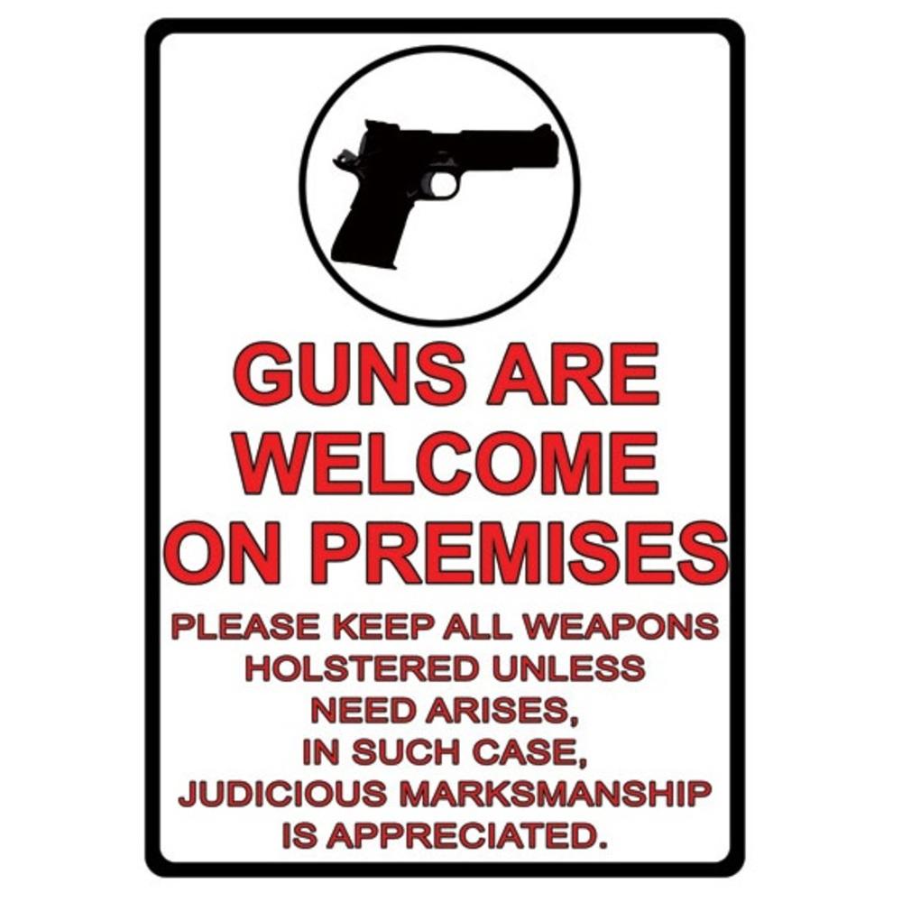 Rivers Edge Guns Are Welcome Tin Sign 16 in.