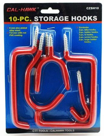 10Pc Storage Hooks Assorted Bike Ladder U Screw Large Garage Set Peg Board Czsh1