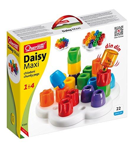 Quercetti Geokid Daisy Maxi - 21 Piece Beginning Stacking & Sorting Pegboard for Ages 1 and Up (Made in Italy)
