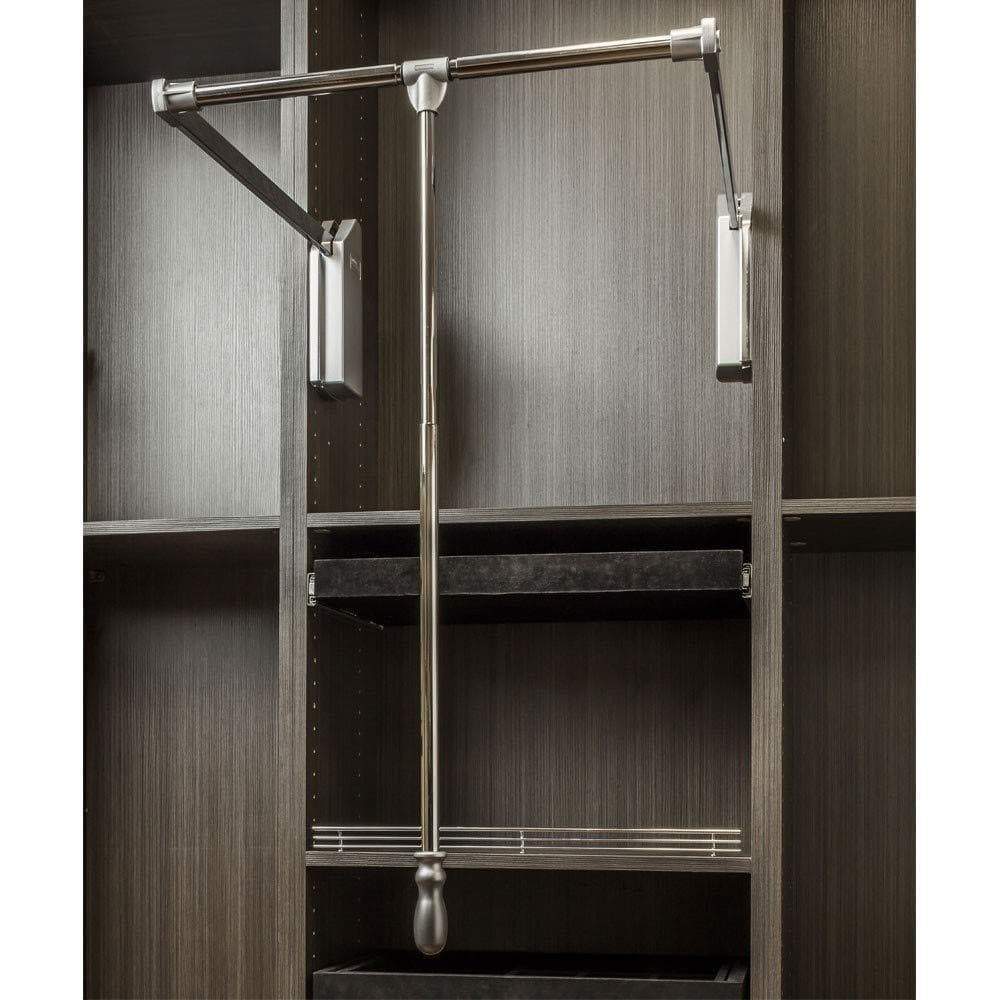 Budget soft close wardrobe lift polished chrome expanding heavy duty steel tubing with silver plastic housing 45 lb weight rating for 25 1 2 35 openings