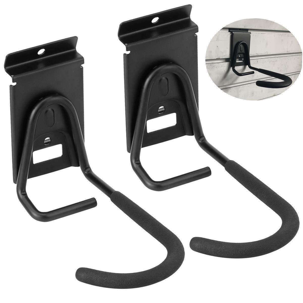 The best heavy duty slatwall bike hook storage system vertical bicycles rack for garden garage shed organization easily hang detach tools hanger black 2 pack 6 8 bike hook