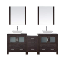 Load image into Gallery viewer, New virtu usa dior 82 inch double sink bathroom vanity set in espresso w square vessel sink white engineered stone countertop single hole polished chrome 2 mirrors kd 70082 s es