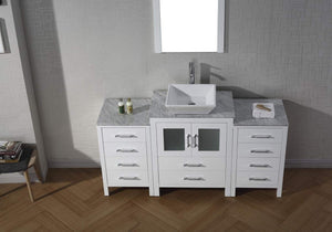 Best seller  virtu usa dior 60 inch single sink bathroom vanity set in white w square vessel sink italian carrara white marble countertop single hole polished chrome 1 mirror ks 70060 wm wh