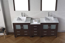 Load image into Gallery viewer, Online shopping virtu usa dior 82 inch double sink bathroom vanity set in espresso w square vessel sink white engineered stone countertop single hole polished chrome 2 mirrors kd 70082 s es