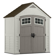 Load image into Gallery viewer, Save on suncast 7 x 4 cascade storage shed outdoor storage for backyard tools and accessories all weather resin material transom windows and shingle style roof