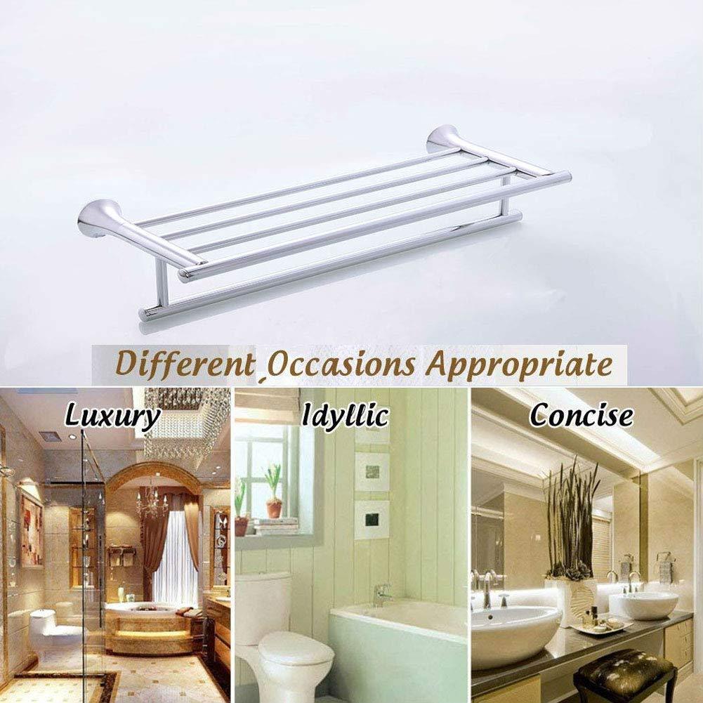 Order now renist bath towel rack with towel bar 24 inch solid brass bathroom storage organizer shelf rustproof wall mount polished finish9618 double towel shelf