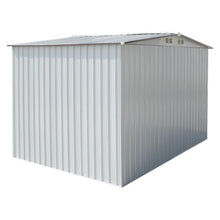 Load image into Gallery viewer, Shop ainfox 8x8 storage shed with foundation kit outdoor steel toolsheds storage floor frame kit utility garden backyard lawn warm white 8x8 storage shed with floor base kit